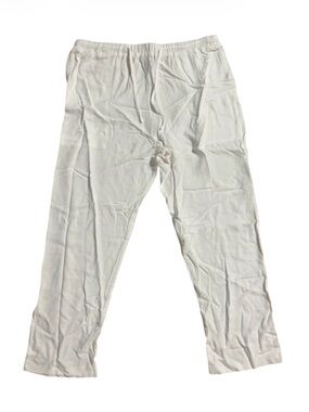 Old Money Men's White Elastic Waist Cotton-Linen Blend Pants